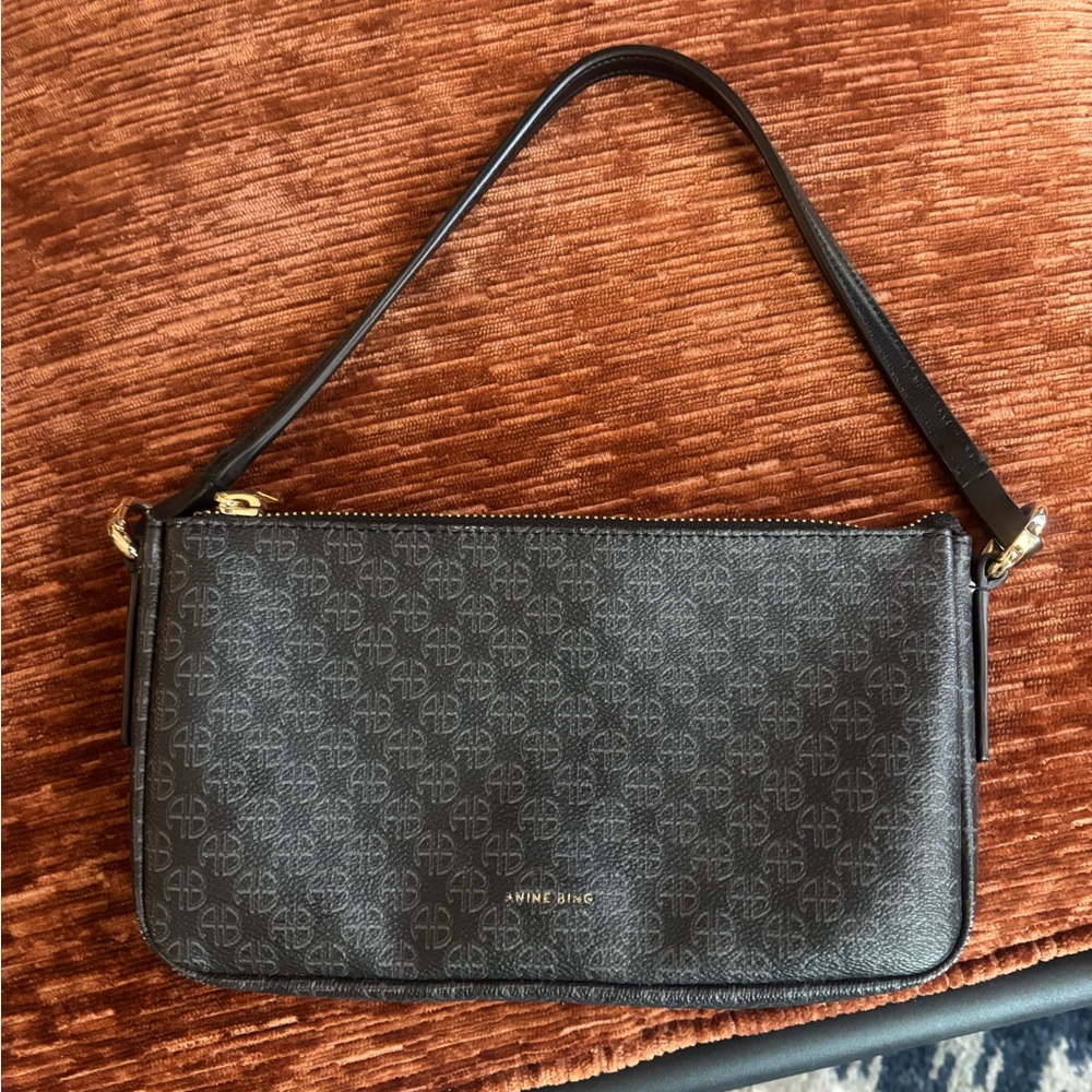 Anine Bing Monogram Black Shoulder Bag